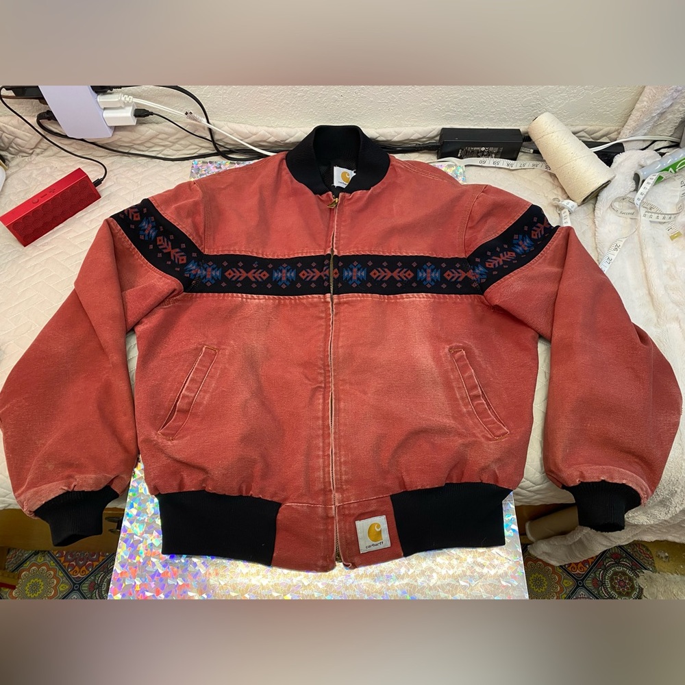 Rare VTG 90s Carhartt Santa Fe JR0456 Southwest Aztec Navajo ‘Clay’ Jacket XL - Picture 7 of 16